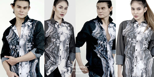 RECURRENCE Long Sleeve Button-Up Polo (Gender-Neutral) - Mitch EV Art and Design