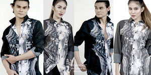 RECURRENCE Long Sleeve Button-Up Polo (Gender-Neutral) - Mitch EV Art and Design