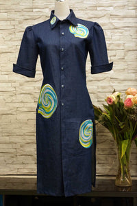 Green LOLLIPOP Button Down Denim Dress