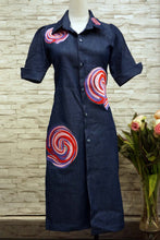 Load image into Gallery viewer, Red LOLLIPOP Button Down Denim Dress
