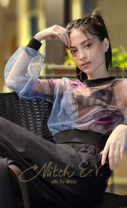 INCOGNITO 1 Cropped Pullover Sheer Shirt