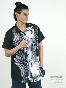 RECURRENCE Short Sleeve Button-Up Polo (Gender-Neutral) - Mitch EV Art and Design